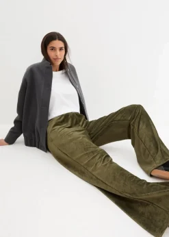 bonprix Bekleidung·Kleider|Hosen|Weite Schlupfhose in Cordoptik dunkeloliv