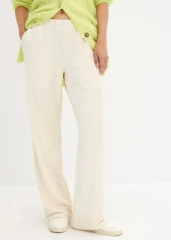 bonprix Hosen|Bekleidung·Kleider|Weite Schlupfhose in Cordoptik cremeweiß
