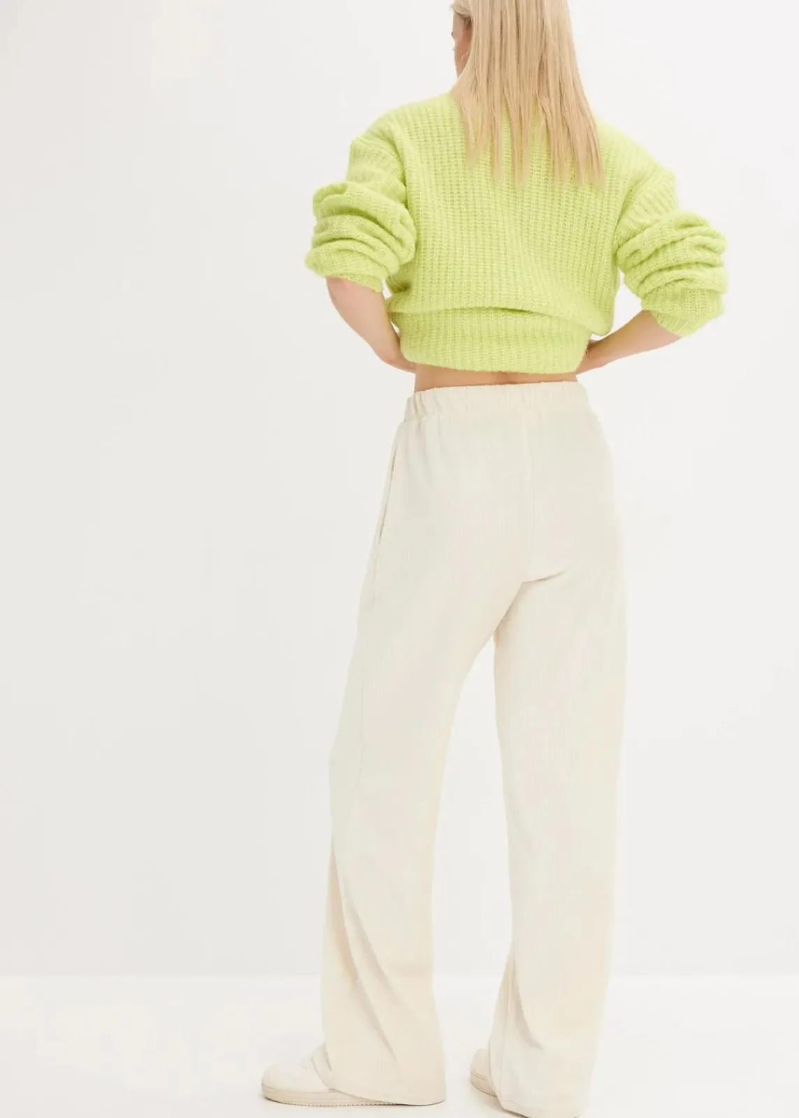 bonprix Hosen|Bekleidung·Kleider|Weite Schlupfhose in Cordoptik cremeweiß