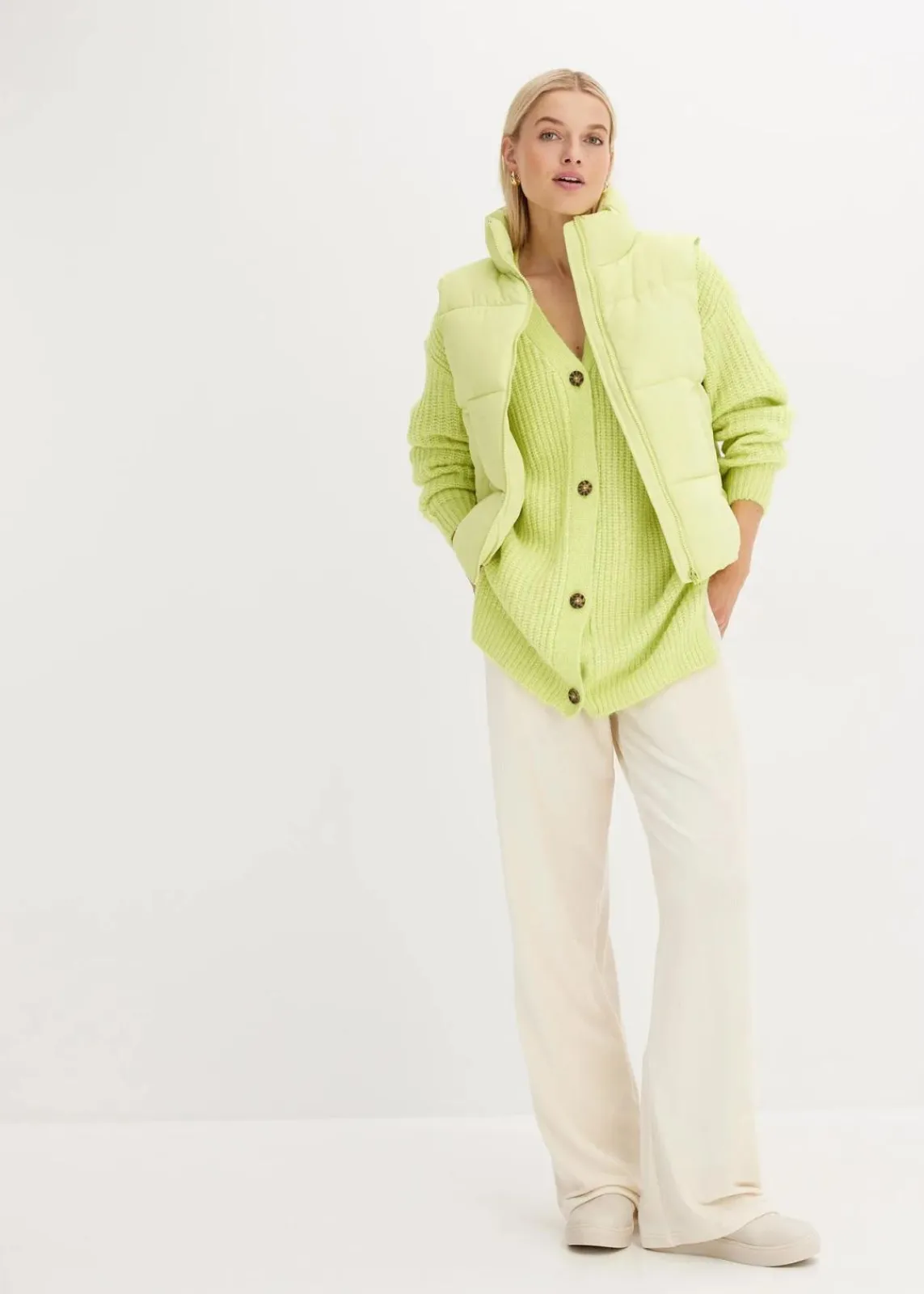 bonprix Hosen|Bekleidung·Kleider|Weite Schlupfhose in Cordoptik cremeweiß