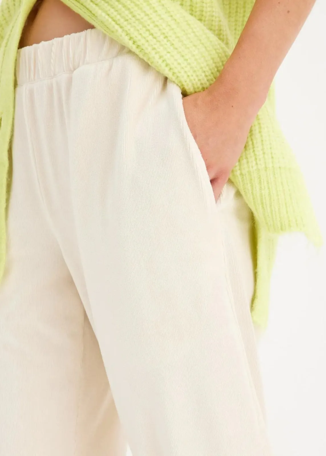 bonprix Hosen|Bekleidung·Kleider|Weite Schlupfhose in Cordoptik cremeweiß