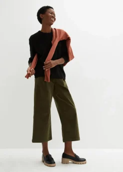 Weite Stretchcord-Culotte mit High-Waist-Bequembund, 7/8-Länge|bonprix Discount