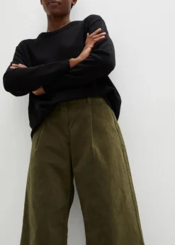 Weite Stretchcord-Culotte mit High-Waist-Bequembund, 7/8-Länge|bonprix Discount