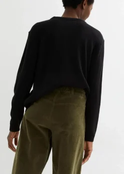 Weite Stretchcord-Culotte mit High-Waist-Bequembund, 7/8-Länge|bonprix Discount