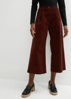 Weite Stretchcord-Culotte mit High-Waist-Bequembund, 7/8-Länge|bonprix Outlet