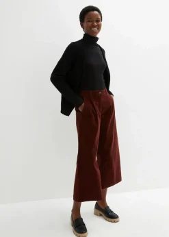 Weite Stretchcord-Culotte mit High-Waist-Bequembund, 7/8-Länge|bonprix Outlet