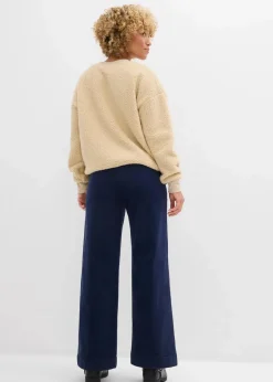 bonprix Hosen|Bekleidung·Kleider|Weite Stretch-Cordhose, High-Waist dunkelblau