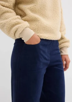 bonprix Hosen|Bekleidung·Kleider|Weite Stretch-Cordhose, High-Waist dunkelblau