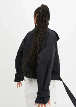 Weite Twill-Jacke mit aufgesetzten Taschen|bonprix