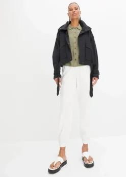 Weite Twill-Jacke mit aufgesetzten Taschen|bonprix