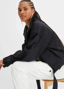 Weite Twill-Jacke mit aufgesetzten Taschen|bonprix