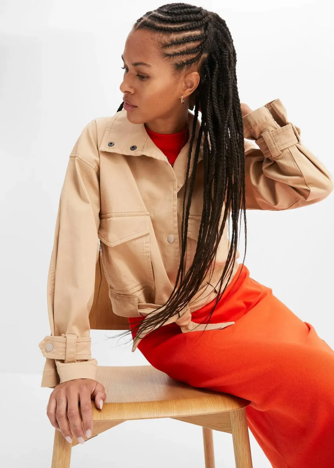 Weite Twill-Jacke mit aufgesetzten Taschen|bonprix Best