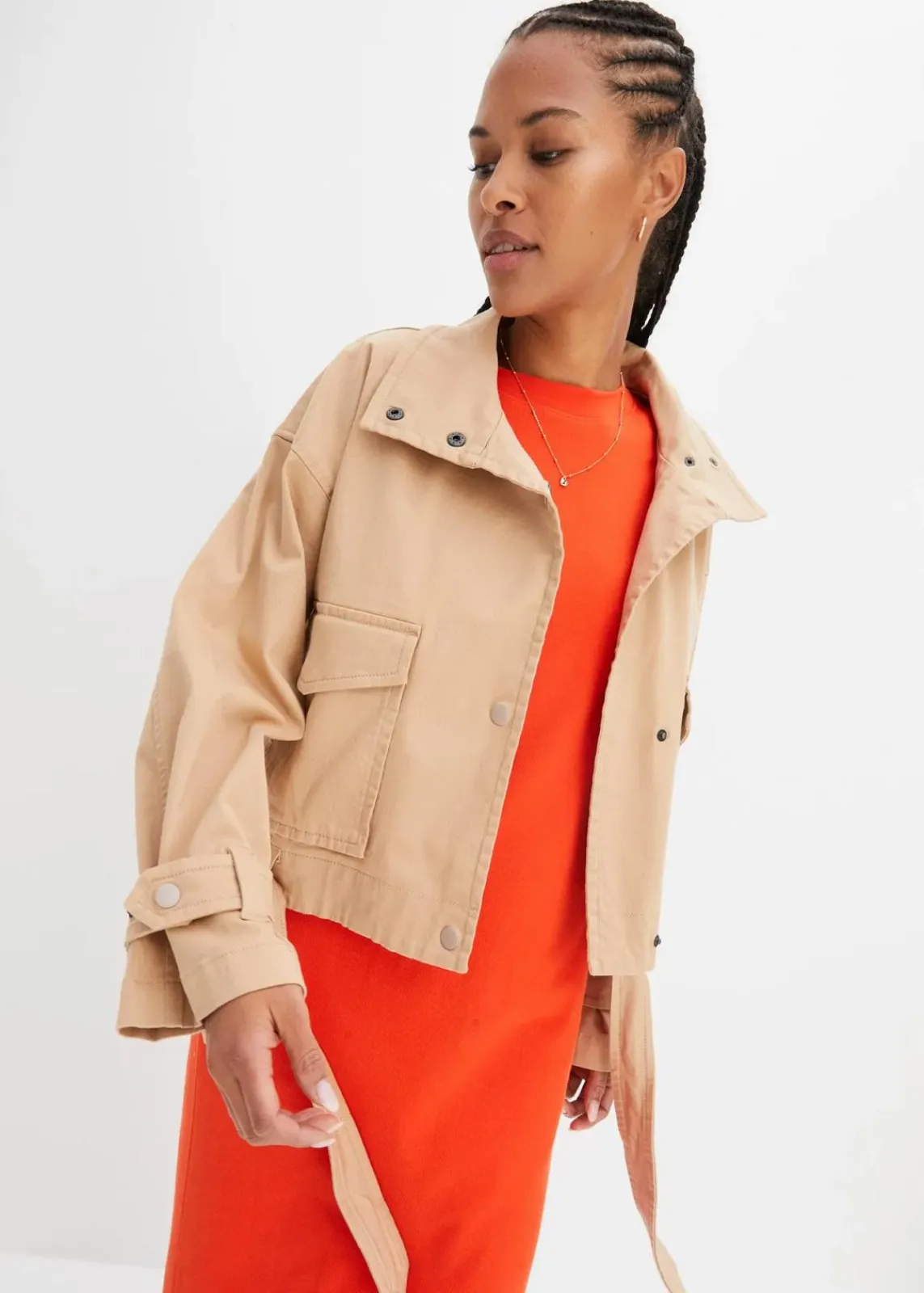 Weite Twill-Jacke mit aufgesetzten Taschen|bonprix Best