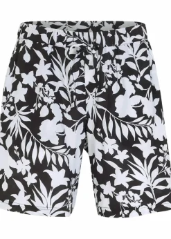 bonprix Bekleidung·Outdoorbekleidung|Bekleidung·Kleider|Weite Viskose Shorts mit High-Waist-Bequembund schwarz/weiß floral