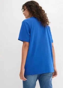 Weites Long-Shirt mit V-Ausschnitt, Kurzarm (5er Pack)|bonprix Discount