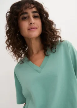 Weites Long-Shirt mit V-Ausschnitt, Kurzarm (5er Pack)|bonprix Clearance