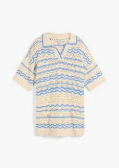 Weites Strickshirt aus luftigem Baumwoll-Leinen-Mix|bonprix New