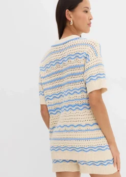 Weites Strickshirt aus luftigem Baumwoll-Leinen-Mix|bonprix New