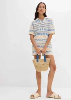 Weites Strickshirt aus luftigem Baumwoll-Leinen-Mix|bonprix New