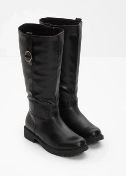bonprix Gefütterte Winterschuhe|Stiefel|Weitschaftstiefel schwarz