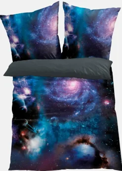 bonprix Bettwäsche|Wendbare Linon-Bettwäsche blau/schwarz