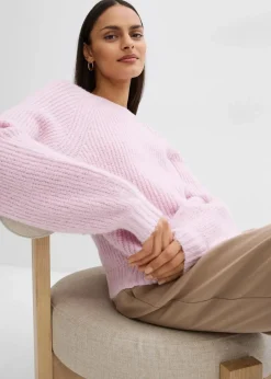 bonprix Bekleidung·Umstandsmode|Strickmode|Wendestrickjacke mit Schleifen puderflieder