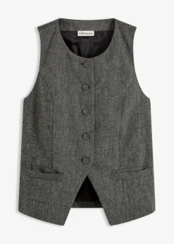 bonprix Bekleidung·Hosen|Jacken & Mäntel|Weste schwarz/wollweiß meliert