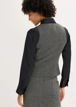 bonprix Bekleidung·Hosen|Jacken & Mäntel|Weste schwarz/wollweiß meliert
