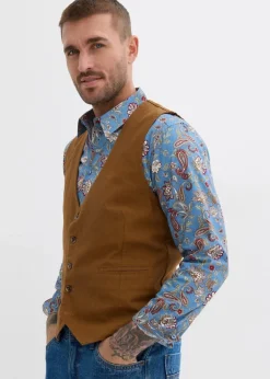 bonprix Große Größen|Jacken & Mäntel|Weste aus Baumwollcanvas gewürzbraun