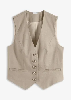 bonprix Jacken & Mäntel|Weste aus fließendem Viskose-Mix sand