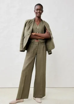 bonprix Bekleidung·Hosen|Jacken & Mäntel|Weste aus reinem Leinen dunkeloliv