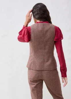 bonprix Bekleidung·Hosen|Jacken & Mäntel|Weste mit Wollanteil mattcamel/dunkelblau kariert