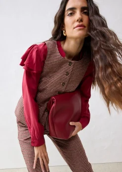 bonprix Bekleidung·Hosen|Jacken & Mäntel|Weste mit Wollanteil mattcamel/dunkelblau kariert