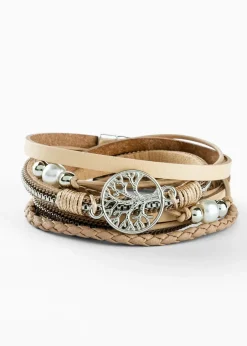 bonprix Schmuck|Schuhe & Accessoires In Spezialgrößen·Schmuck|Wickelarmband mit Lebensbaumanhänger beige