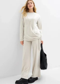 bonprix Pullover & Strickjacken|Zweiteiler & Sets|Wickelcardigan in Strickoptik hellsand meliert