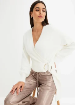 Wickelpullover mit Accessoire|bonprix