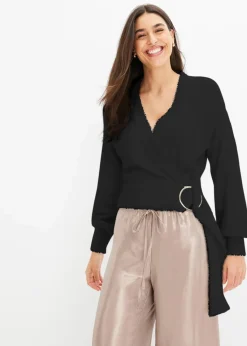 Wickelpullover mit Accessoire|bonprix Hot