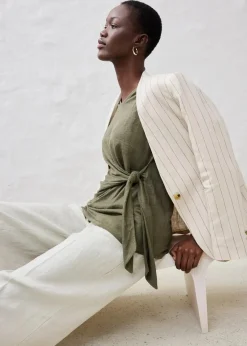 Wickelshirt aus reinem Leinen|bonprix Discount