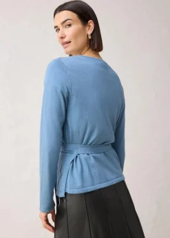 bonprix Pullover & Strickjacken|Bekleidung·Jeans|Wickelstrickjacke mit Merinowolle wellenblau