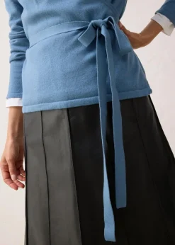 bonprix Pullover & Strickjacken|Bekleidung·Jeans|Wickelstrickjacke mit Merinowolle wellenblau