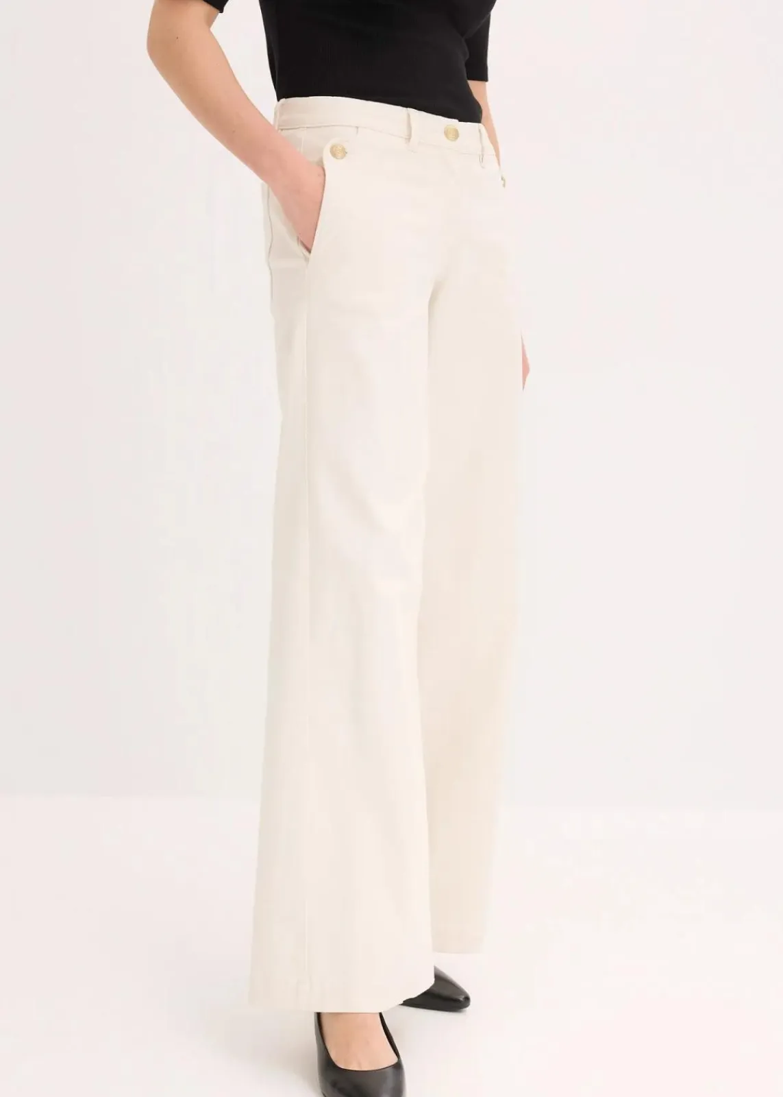 Wide Leg Hose mit Stretch|bonprix Hot