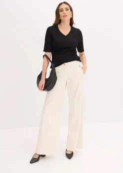 Wide Leg Hose mit Stretch|bonprix Hot