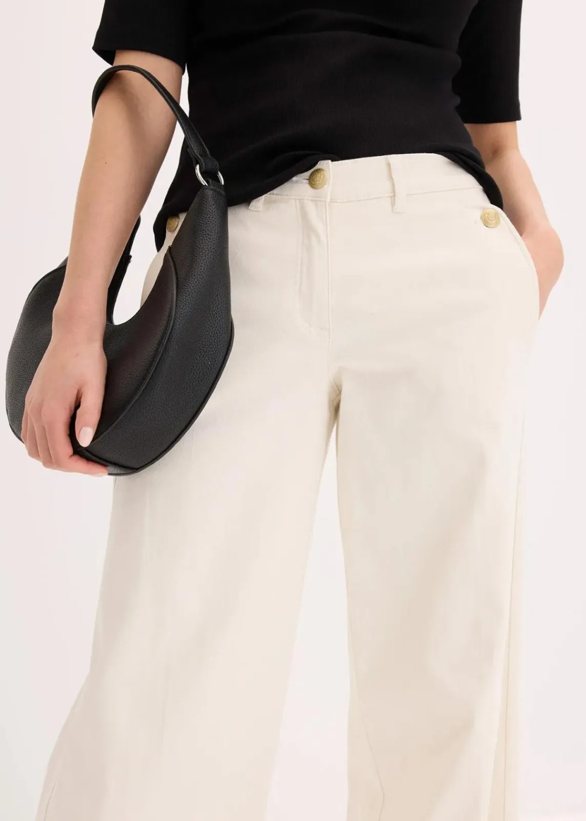 Wide Leg Hose mit Stretch|bonprix Hot