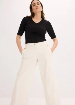 Wide Leg Hose mit Stretch|bonprix Hot