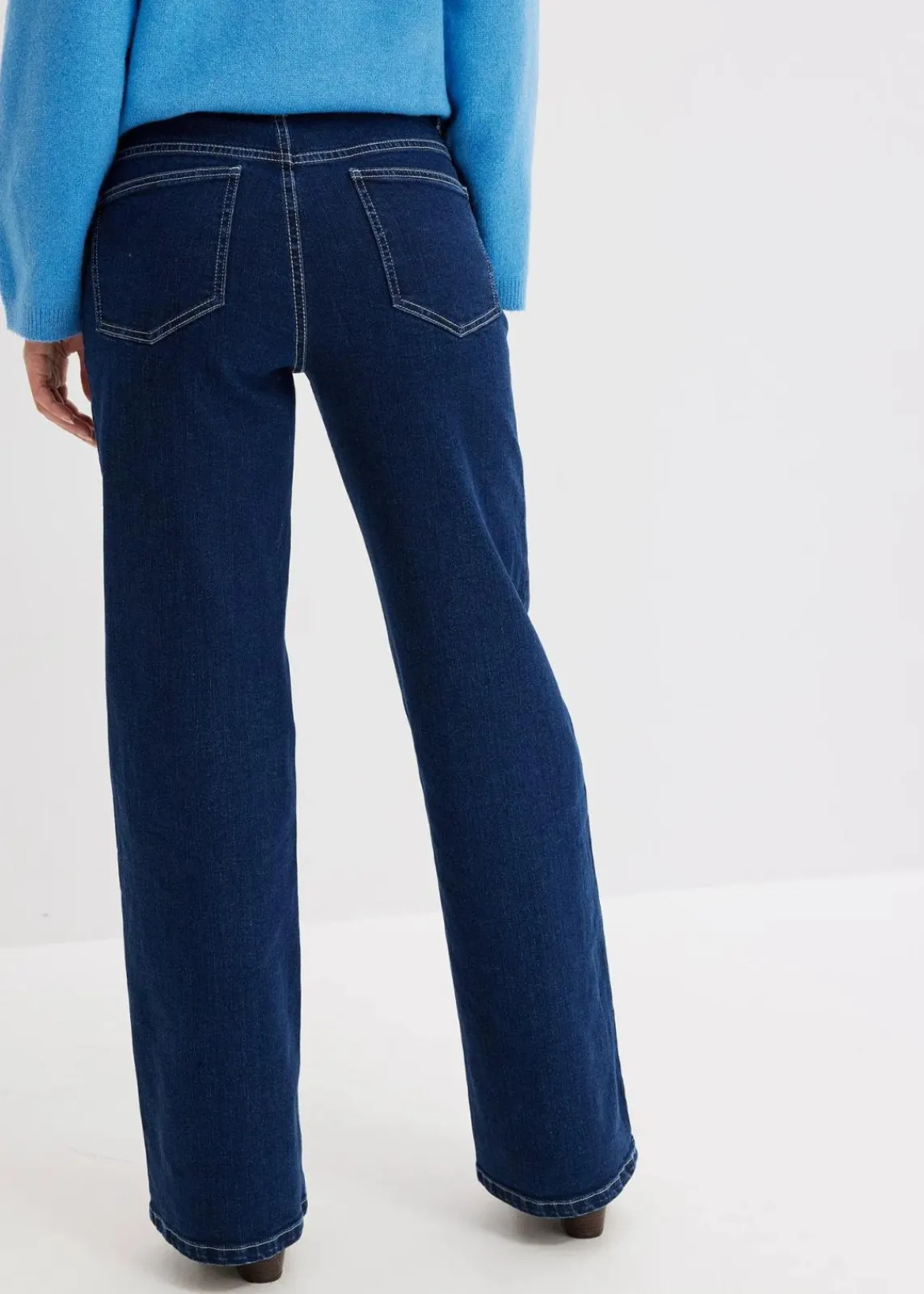 bonprix Jeans|Kurzgrößen|Wide Leg Jeans High Waist, Bio-Baumwolle nachtblau denim
