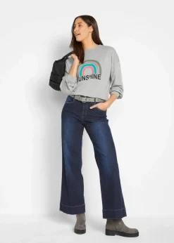 Wide Leg Jeans Mid Waist, Stretch|bonprix Online
