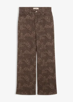 Wide Leg Twillhose mit Leodruck|bonprix