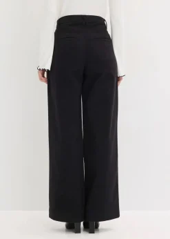 bonprix Bekleidung·Kleider|Hosen|Wide-Leg Bundfalten-Hose mit Bequembund schwarz