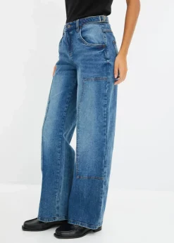 Wide-Leg Jeans Mid Waist|bonprix
