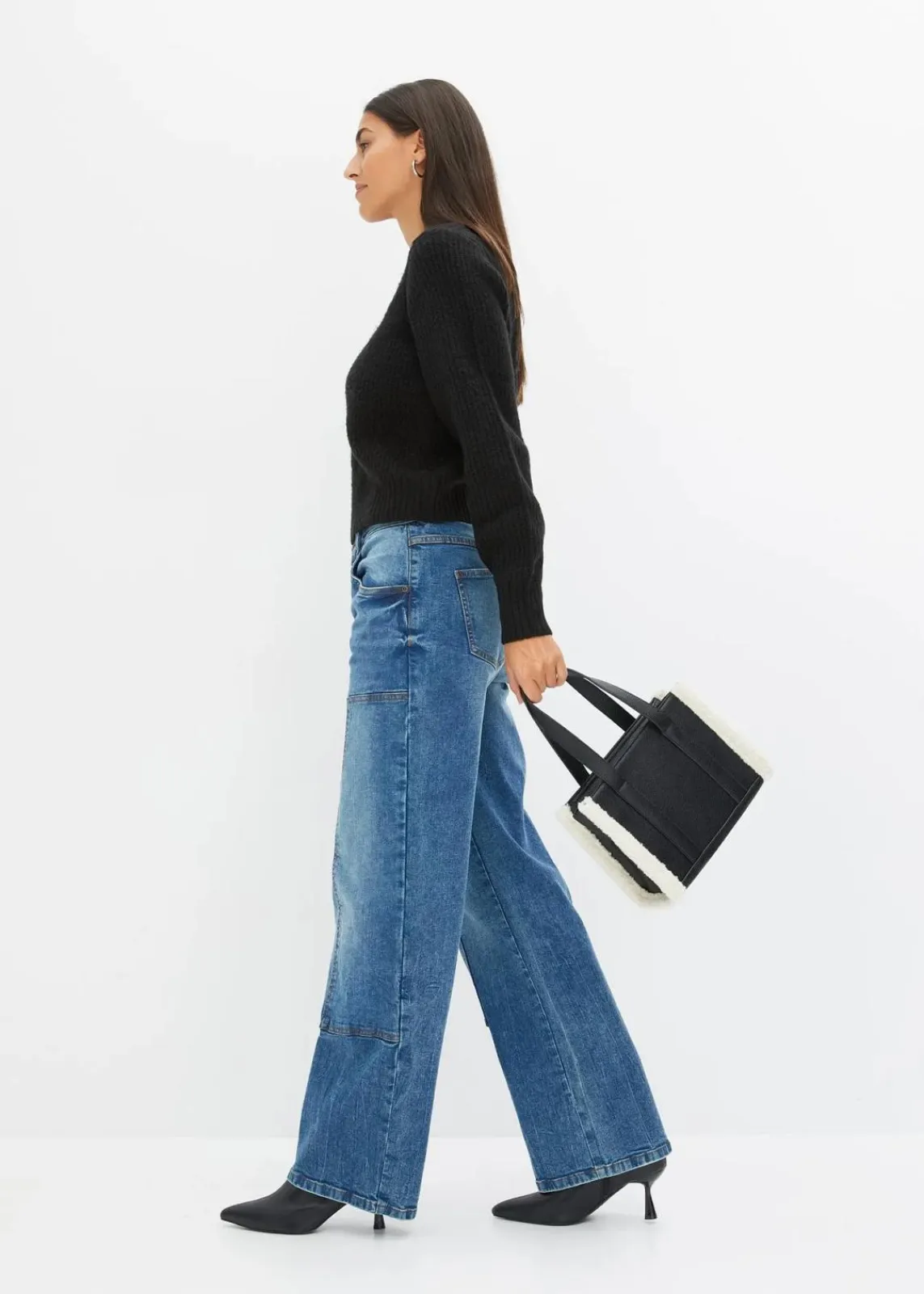 Wide-Leg Jeans Mid Waist|bonprix
